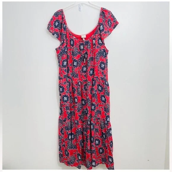 Knox Rose Women's Red Floral Bohemian Maxi Dress - Large NWT - Picture 2 of 9